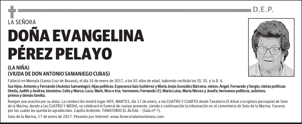 DOÑA EVANGELINA PÉREZ PELAYO