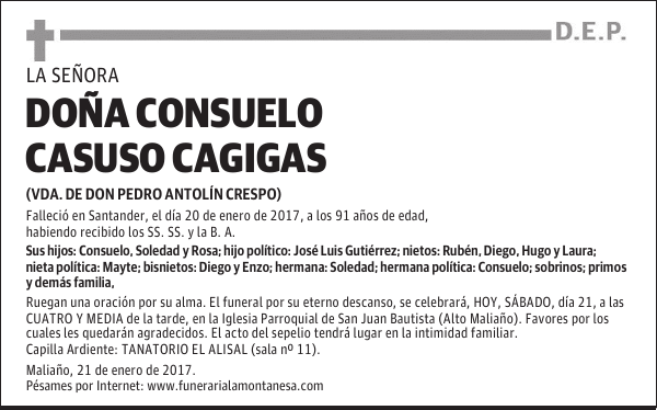 DOÑA CONSUELO CASUSO CAGIGAS