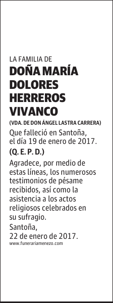 DOÑA MARÍA DOLORES HERREROS VIVANCO