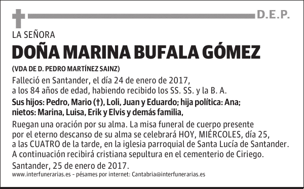 Dª MARINA BUFALA GOMEZ