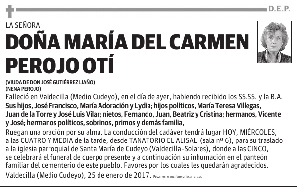 DOÑA MARÍA DEL CARMEN PEROJO OTÍ
