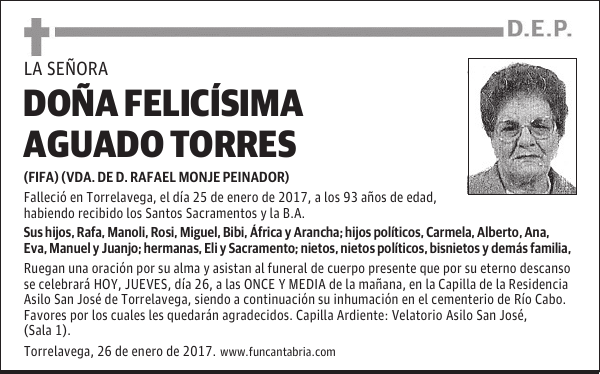 Doña Felicísima Aguado Torres