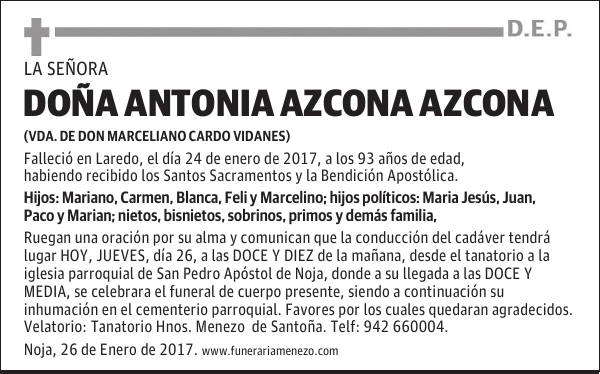 DOÑA ANTONIA AZCONA AZCONA