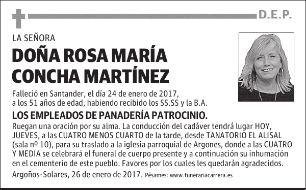 DOÑA ROSA MARÍA CONCHA MARTÍNEZ