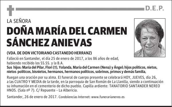 DOÑA MARIA DEL CARMEN SANCHEZ ANIEVAS