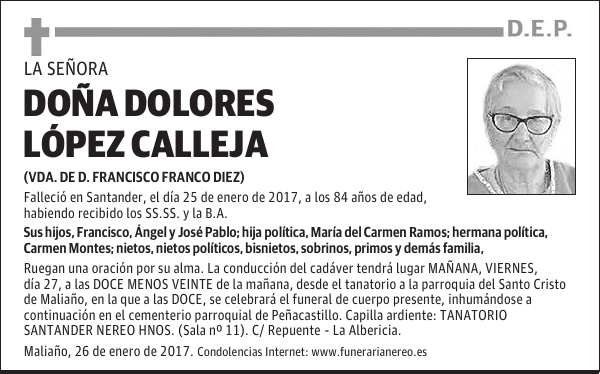 DOÑA DOLORES LOPEZ CALLEJA