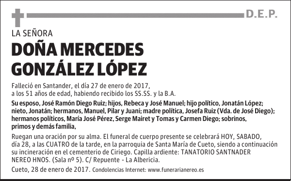 DOÑA MERCEDES GONZALEZ LOPEZ