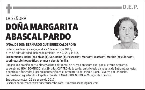 Dña. Margarita Abascal Pardo
