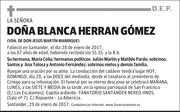 DOÑA BLANCA HERRAN GOMEZ