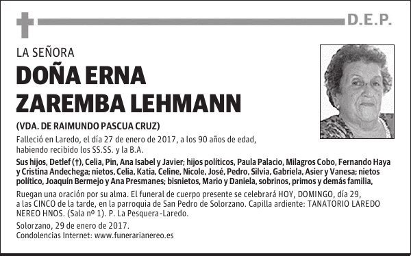 DOÑA ERNA ZAREMBA LEHMANN