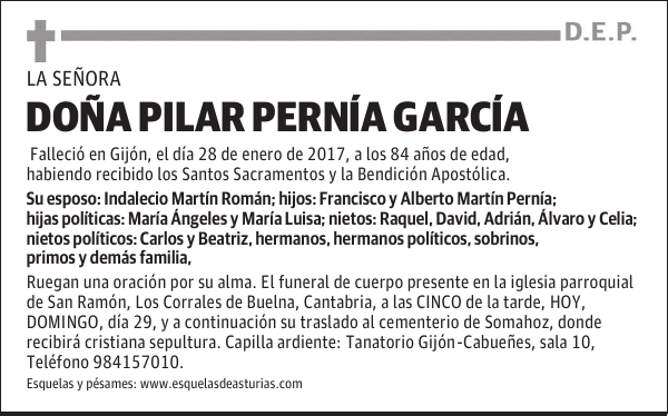 DOÑA PILAR PERNÍA GARCÍA
