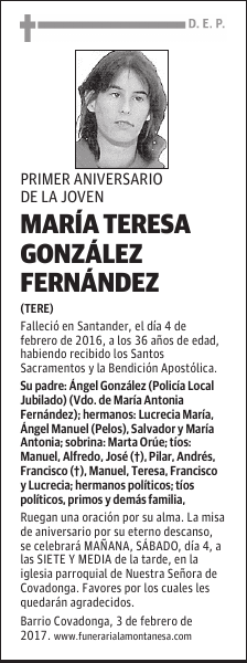 MARÍA TERESA GONZÁLEZ FERNÁNDEZ