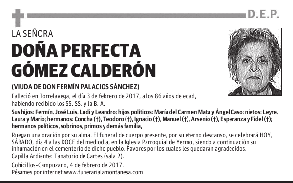 DOÑA PERFECTA GÓMEZ CALDERÓN
