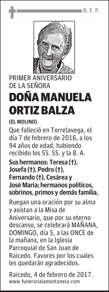 DOÑA MANUELA ORTÍZ BALZA