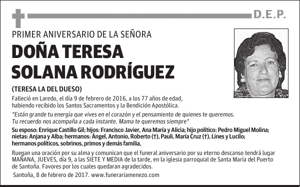 DOÑA TERESA SOLANA RODRIGUEZ
