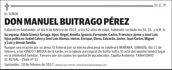 DON MANUEL BUITRAGO PÉREZ