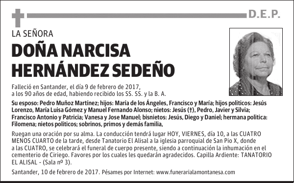 DOÑA NARCISA HERNANDEZ SEDEÑO