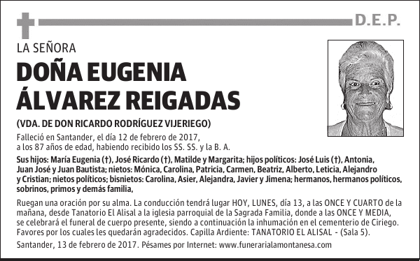 DOÑA EUGENIA ÁLVAREZ REIGADAS