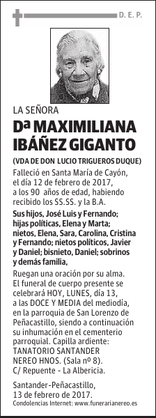 DOÑA MAXIMILIANA IBAÑEZ GIGANTO