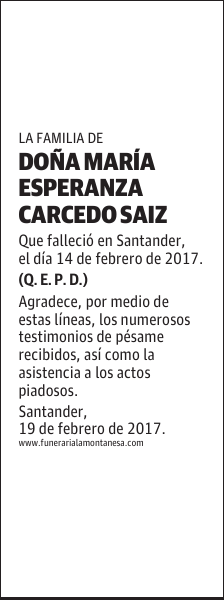 DOÑA MARÍA ESPERANZA CARCEDO SAIZ