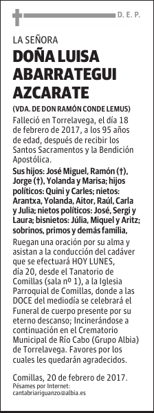 DOÑA LUISA ABARRATEGUI AZCARATE