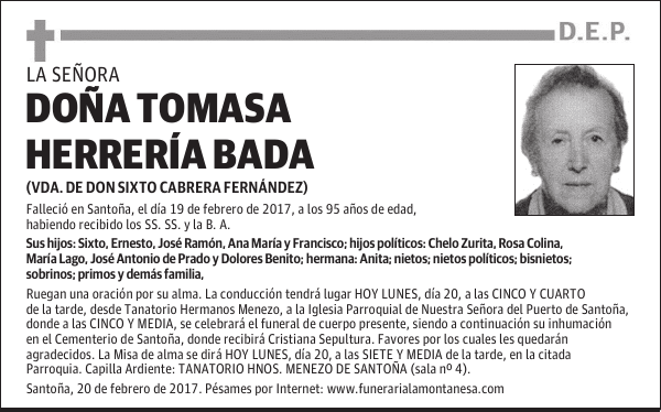 DOÑA TOMASA HERRERÍA BADA