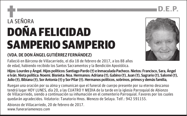 DOÑA FELICIDAD SAMPERIO SAMPERIO