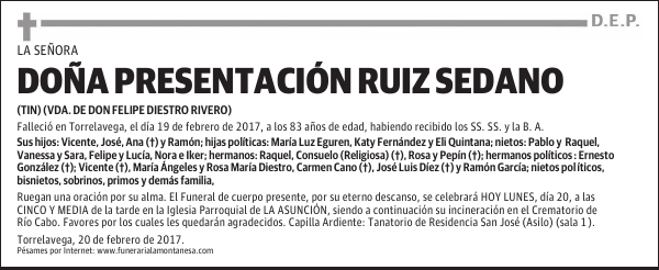 DOÑA PRESENTACIÓN RUIZ SEDANO