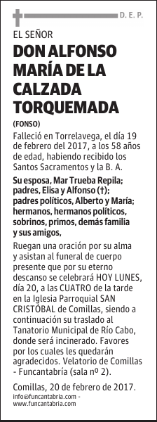 DON ALFONSO MARÍA DE LA CALZADA TORQUEMADA