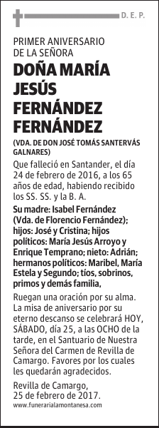 DOÑA MARÍA JESÚS FERNÁNDEZ FERNÁNDEZ