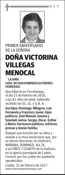 Doña Victorina Villegas Menocal