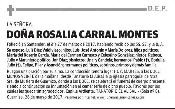 DOÑA ROSALIA CARRAL MONTES