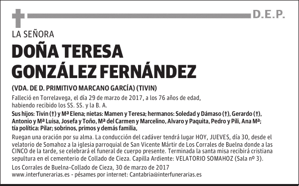 DOÑA TERESA GONZÁLEZ FERNANDEZ