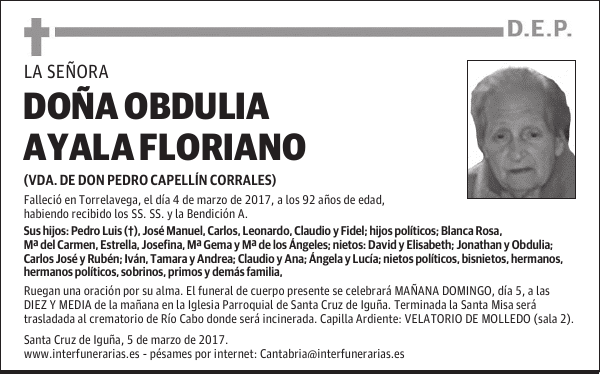 DOÑA OBDULIA AYALA FLORIANO