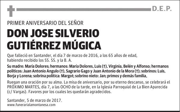 DON JOSE SILVERIO GUTIÉRREZ MÚGICA
