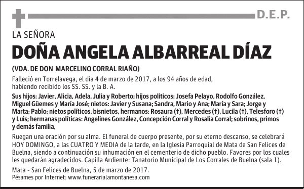 DOÑA ANGELA ALBARREAL DÍAZ