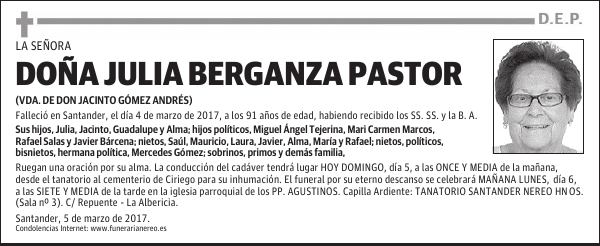 DOÑA JULIA BERGANZA PASTOR