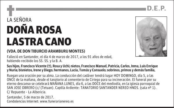 DOÑA ROSA LASTRA CANO