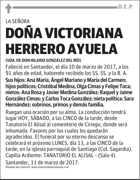DOÑA VICTORIANA HERRERO AYUELA