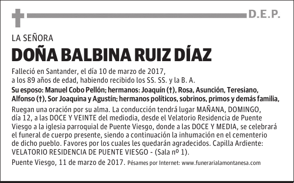 DOÑA BALBINA RUIZ DÍAZ