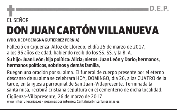 D. JUAN CARTÓN VILLANUEVA