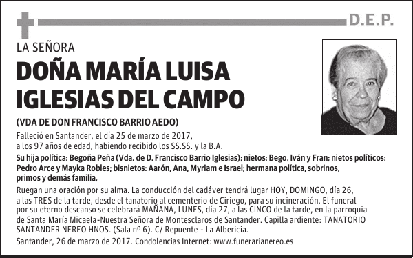 DOÑA MARÍA LUISA IGLESIAS DEL CAMPO