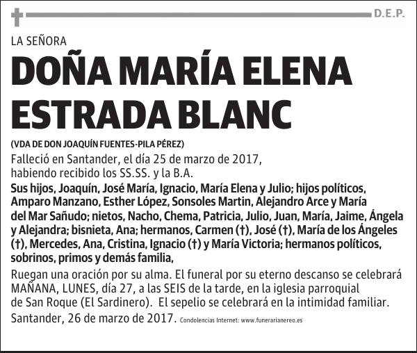 DOÑA MARIA ELENA ESTRADA BLANC