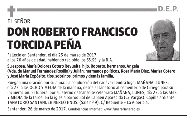 DON ROBERTO FRANCISCO TORCIDA PEÑA