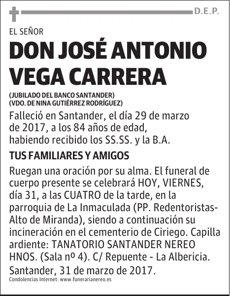 DON JOSÉ ANTONIO VEGA CARRERA