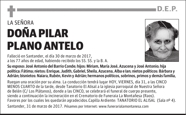 DOÑA PILAR PLANO ANTELO