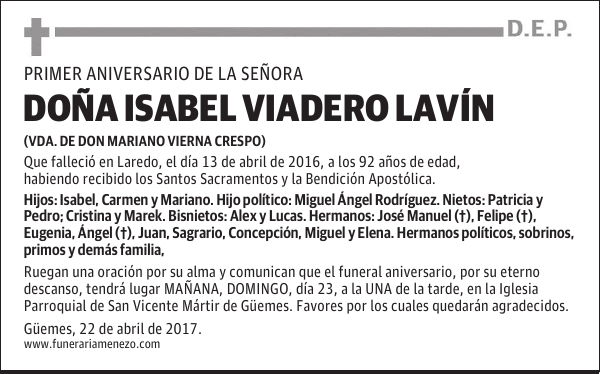 DOÑA ISABEL VIADERO LAVÍN