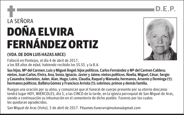Dª ELVIRA FERNÁNDEZ ORTIZ