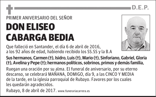 DON ELÍSEO CABARGA BEDIA