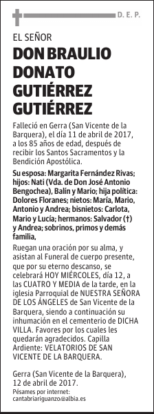 DON BRAULIO DONATO GUTIÉRREZ GUTIÉRREZ